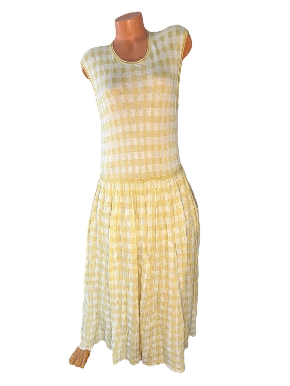 Everlane NWT Yellow Gingham Sleeveless Midi Dress XL Viscose Bridgerton - Picture 6 of 11